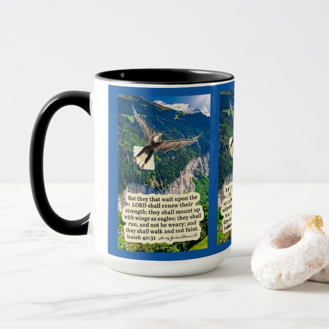 Beautiful Eagle Scripture Isaiah 40:31  Mug (With Donut)