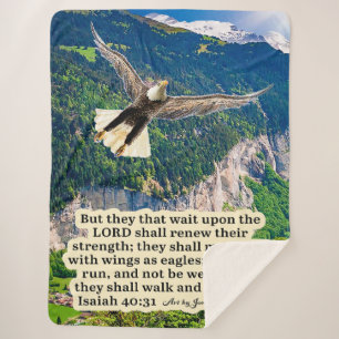 Beautiful Eagle Scripture Isaiah 40:31  Sherpa Blanket