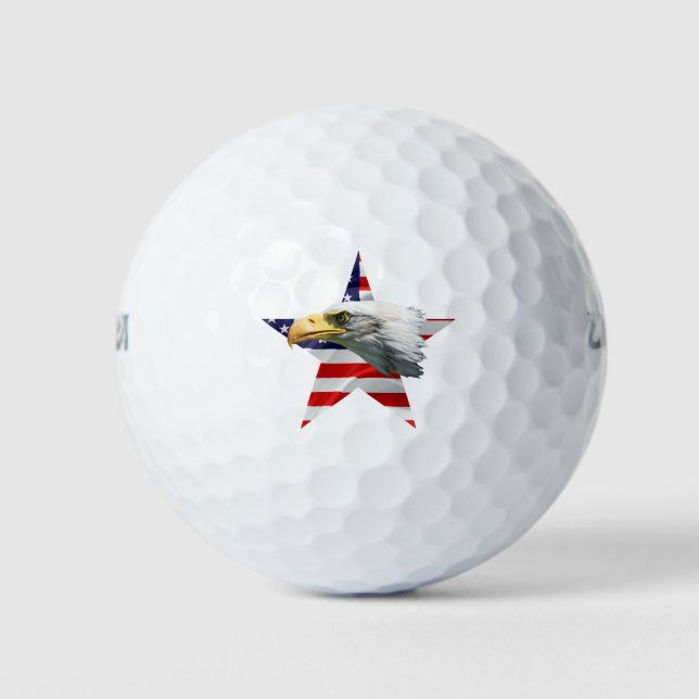 Beautiful Eagle, The American Flag, Patriotic Golf Balls (Front)