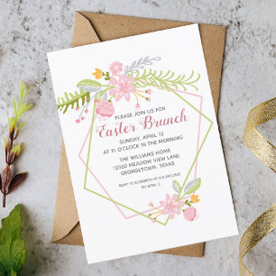 Beautiful Easter Brunch Floral Geometric Party Invitation