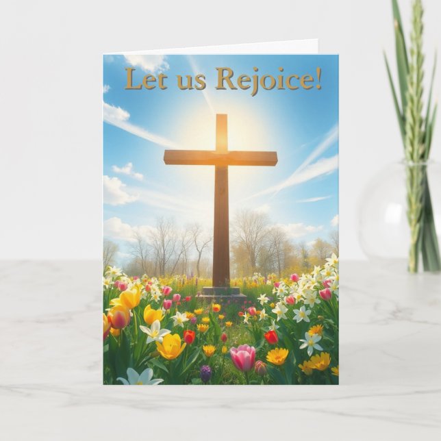 Beautiful Easter Cross Holiday Card (Front)