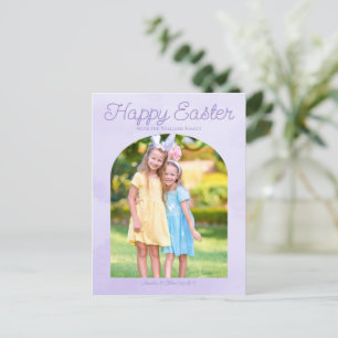 Beautiful Easter Family Photo Light Purple Arch Postcard