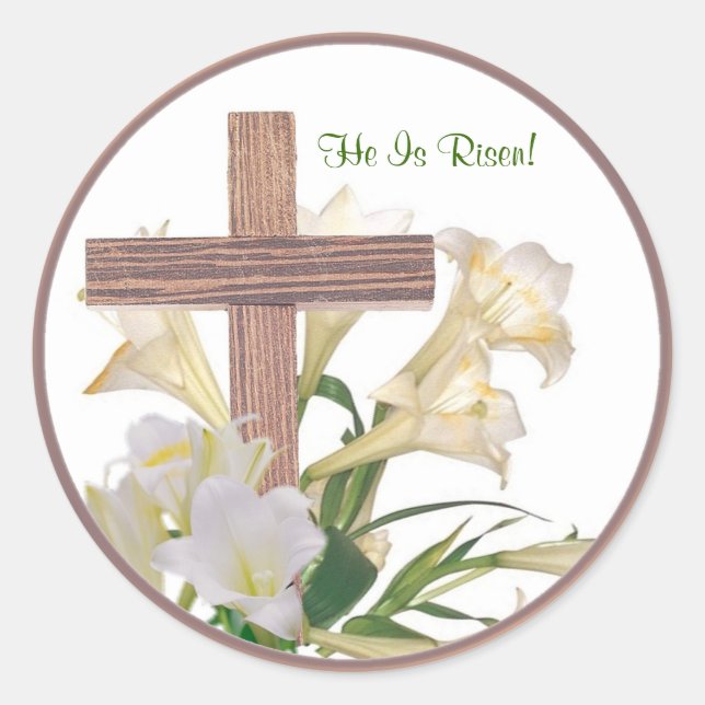 Beautiful! Easter Lilies & Wooden Cross Stickers (Front)