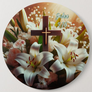 Beautiful Easter lily cross 6 Cm Round Badge