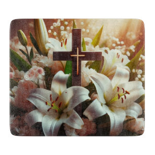 Beautiful Easter lily cross Cutting Board
