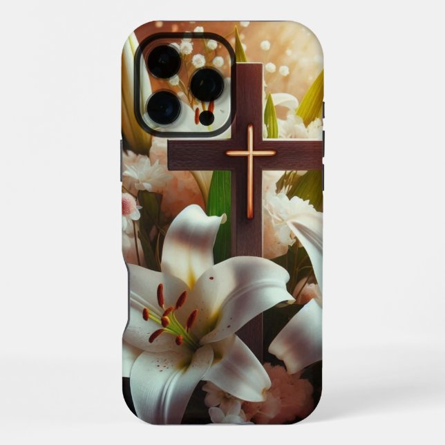 Beautiful Easter lily cross iPhone Case (Back)