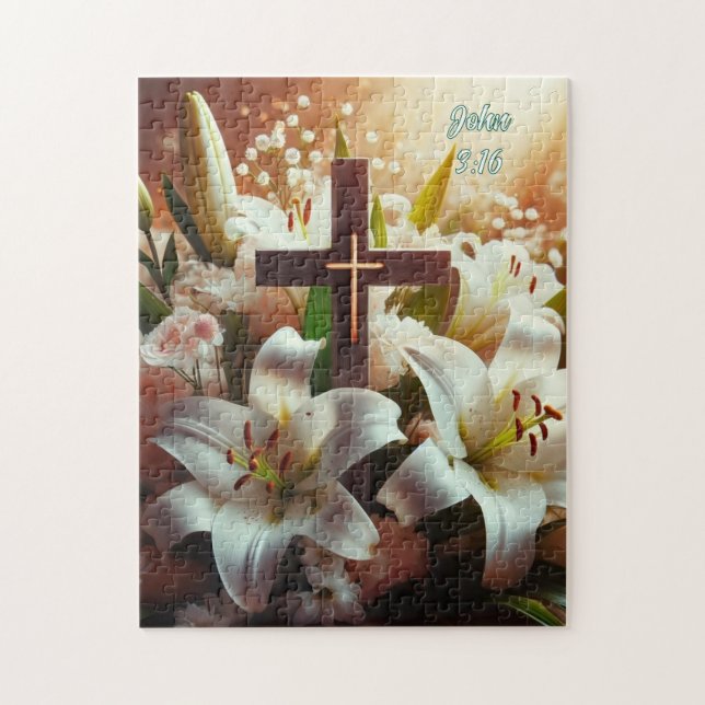 Beautiful Easter lily cross Jigsaw Puzzle (Vertical)