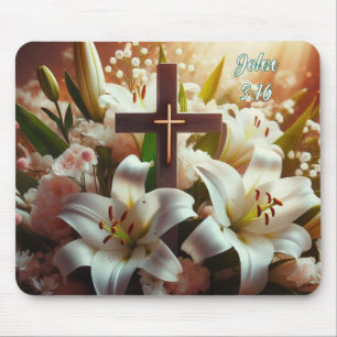 Beautiful Easter lily cross Mouse Pad
