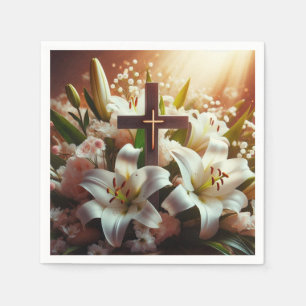 Beautiful Easter lily cross Napkin