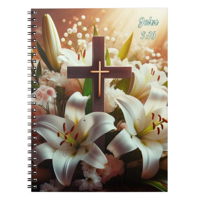 Beautiful Easter lily cross Notebook (Front)