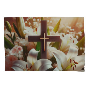 Beautiful Easter lily cross Pillowcase
