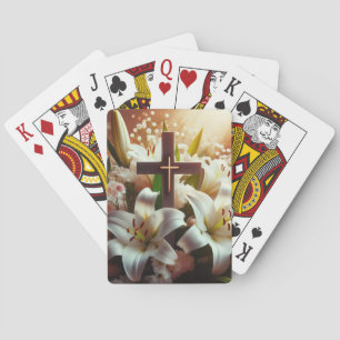 Beautiful Easter lily cross Playing Cards