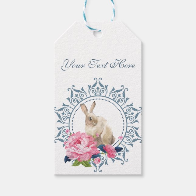 Beautiful Easter Rabbit Personalised Gift Tags (Front)