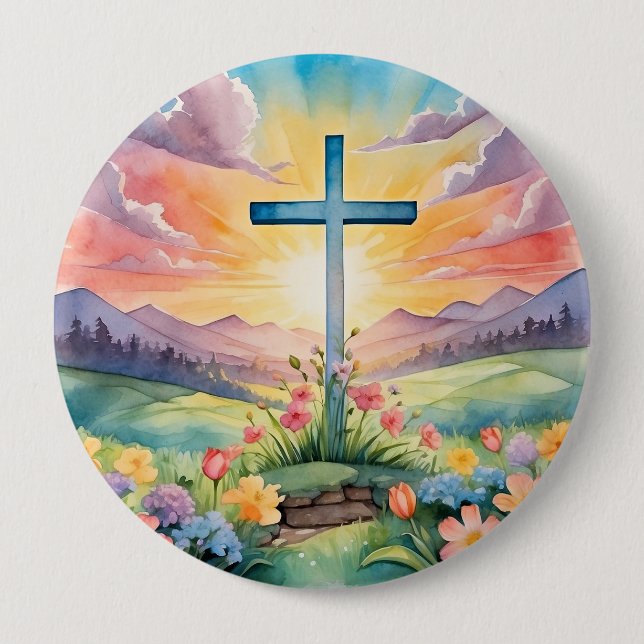 Beautiful Easter Watercolor Art 10 Cm Round Badge (Front)