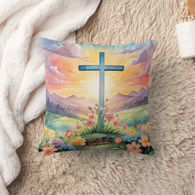 Beautiful Easter Watercolor Art Cushion (Blanket)