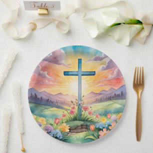 Beautiful Easter Watercolor Art Paper Plate