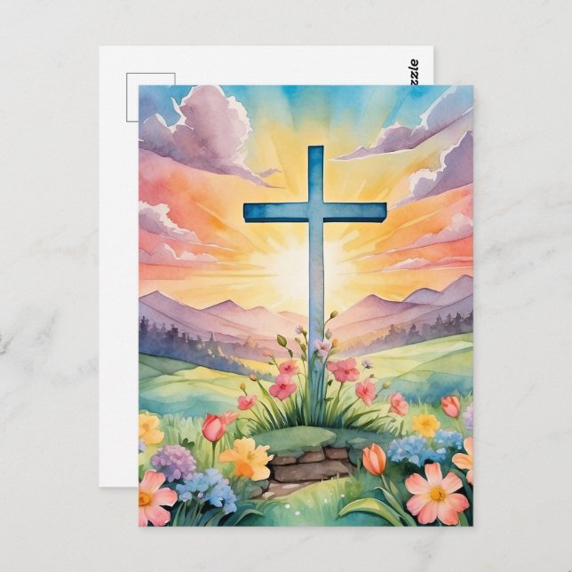 Beautiful Easter Watercolor Art Postcard (Front/Back)