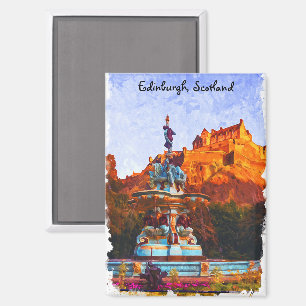 Beautiful Edinburgh Scotland Castle Watercolor Magnet