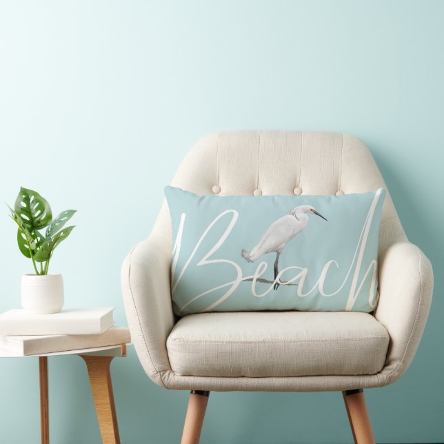 Beautiful Egret Art Lumbar Cushion (Chair)