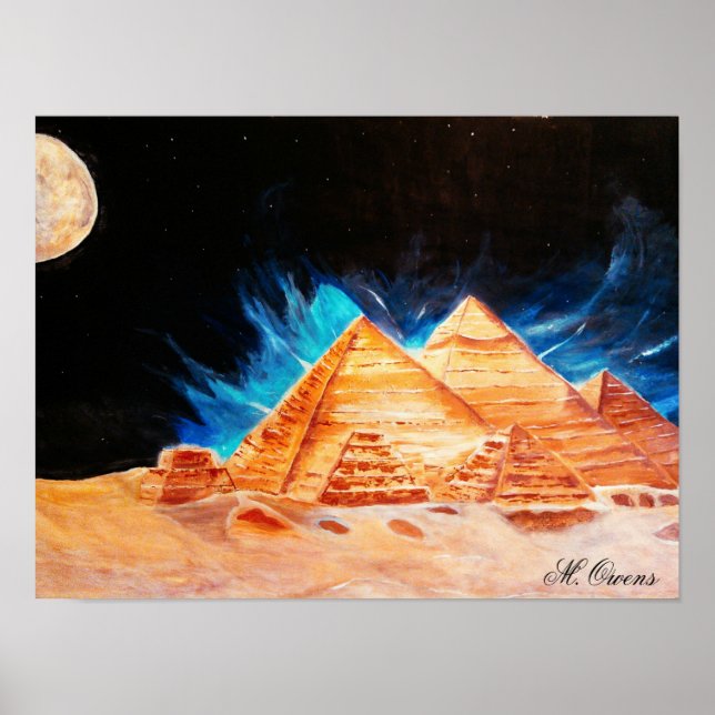 Beautiful Egyptian Pyramids Acrylic Painting Poster (Front)