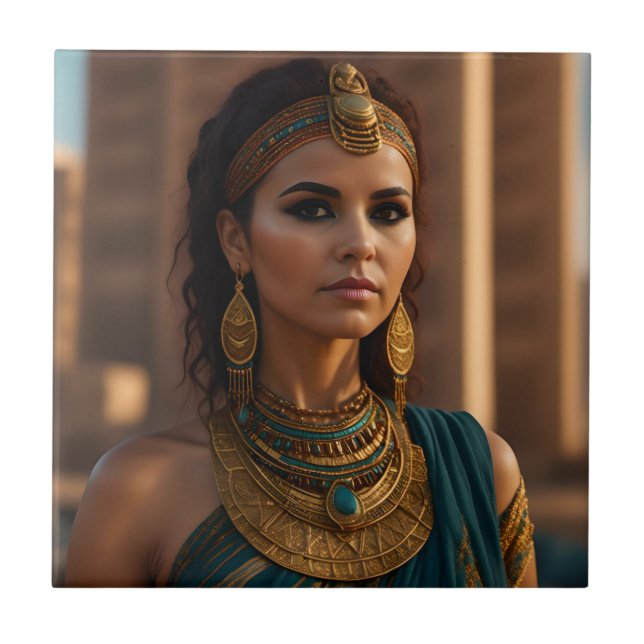 Beautiful Egyptian woman portrait Ceramic Tile (Front)