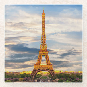 Beautiful Eiffel Tower Paris France Glass Coaster