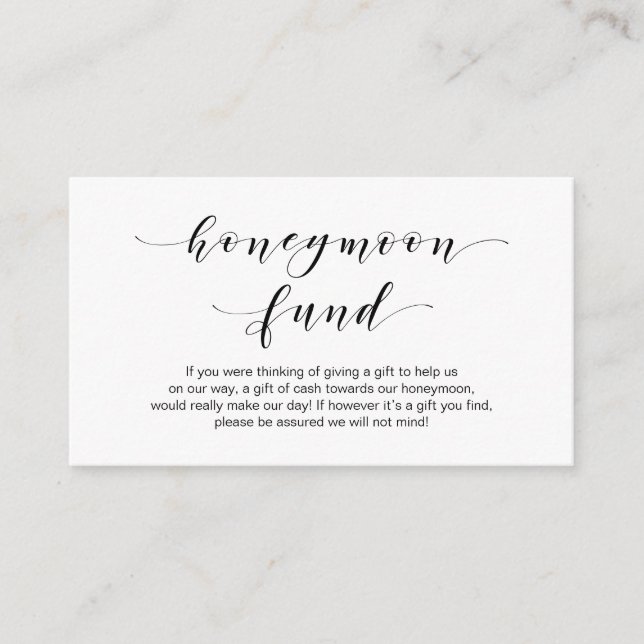 Beautiful Elegance, Black script Honeymoon Fund Enclosure Card (Front)