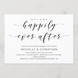 Beautiful Elegance, Black Script, Rehearsal Dinner Invitation