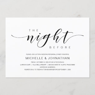 Beautiful Elegance, Black Script, Rehearsal Dinner Invitation