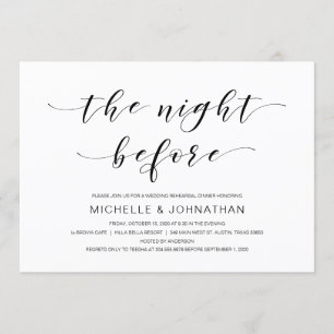 Beautiful Elegance, Black Script, Rehearsal Dinner Invitation