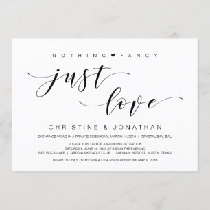Beautiful Elegance, Black, Wedding Elopement Invitation