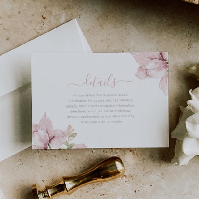 Beautiful Elegance Blush Floral Wedding Details Enclosure Card (Creator Uploaded)