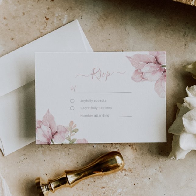 Beautiful Elegance Blush Floral Wedding RSVP Card (Creator Uploaded)