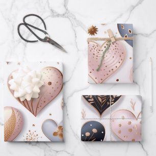Beautiful Elegant 3D Hearts Wrapping Paper Sheet