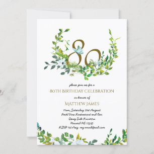 Beautiful Elegant 80th Birthday Invitations Mother