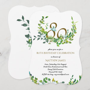 Beautiful Elegant 80th Birthday Invitations Woman