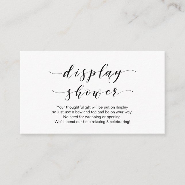 Beautiful Elegant, Black font, Display Shower Enclosure Card (Front)