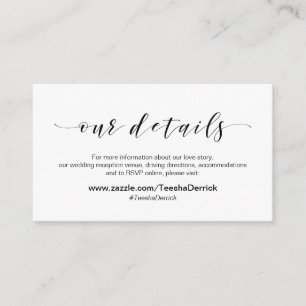 Beautiful elegant, Black, Our Wedding Details Enclosure Card