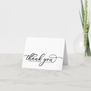 Beautiful Elegant Black Script Wedding Thank You Card