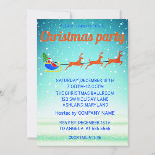 Beautiful, Elegant, Blue Shine Christmas Invitatio Invitation