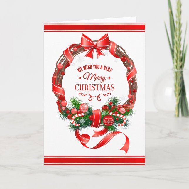 Beautiful & Elegant Christmas Wreath Greeting Card (Front)