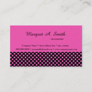 Beautiful, elegant, cute black and pink polka dots business card