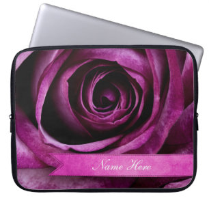 Beautiful Elegant Dramatic Purple Rose with Ribbon Laptop Sleeve