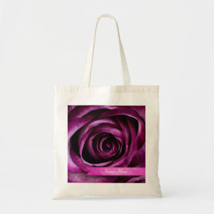 Beautiful Elegant Dramatic Purple Rose with Ribbon Tote Bag