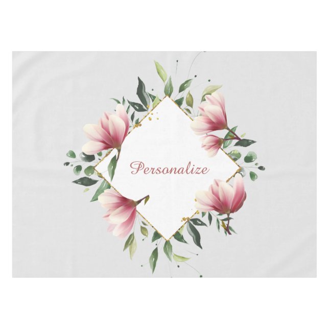 Beautiful & Elegant Floral Border Personalised Tablecloth (Front (Horizontal))