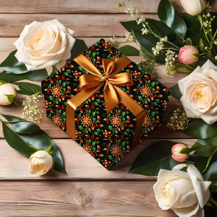 Beautiful, Elegant Floral Damask Christmas Holiday Wrapping Paper