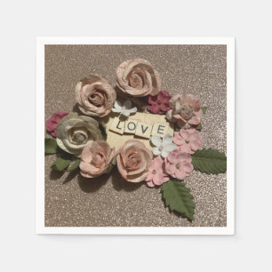 Beautiful elegant floral love and glitter napkin