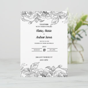 beautiful elegant floral wedding invitation