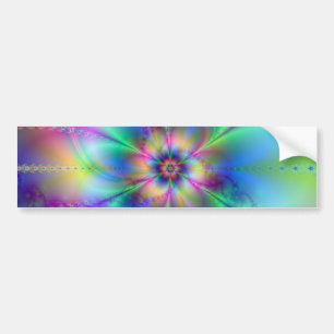 Beautiful elegant flowers fractal art effects blue bumper sticker