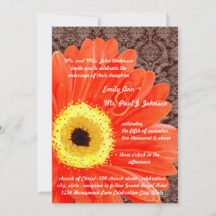 Beautiful Elegant Gerber Daisy Wedding Invitation